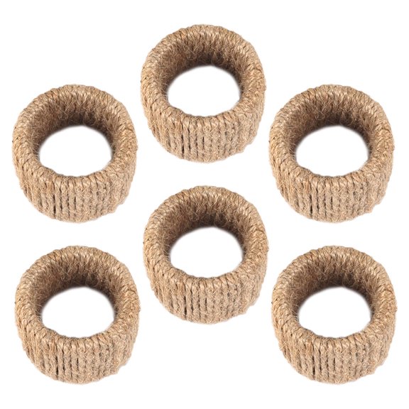 Raindrops 6Pcs Khaki Twine Napkin Rings for Dining Table Party Wedding Decorative Use