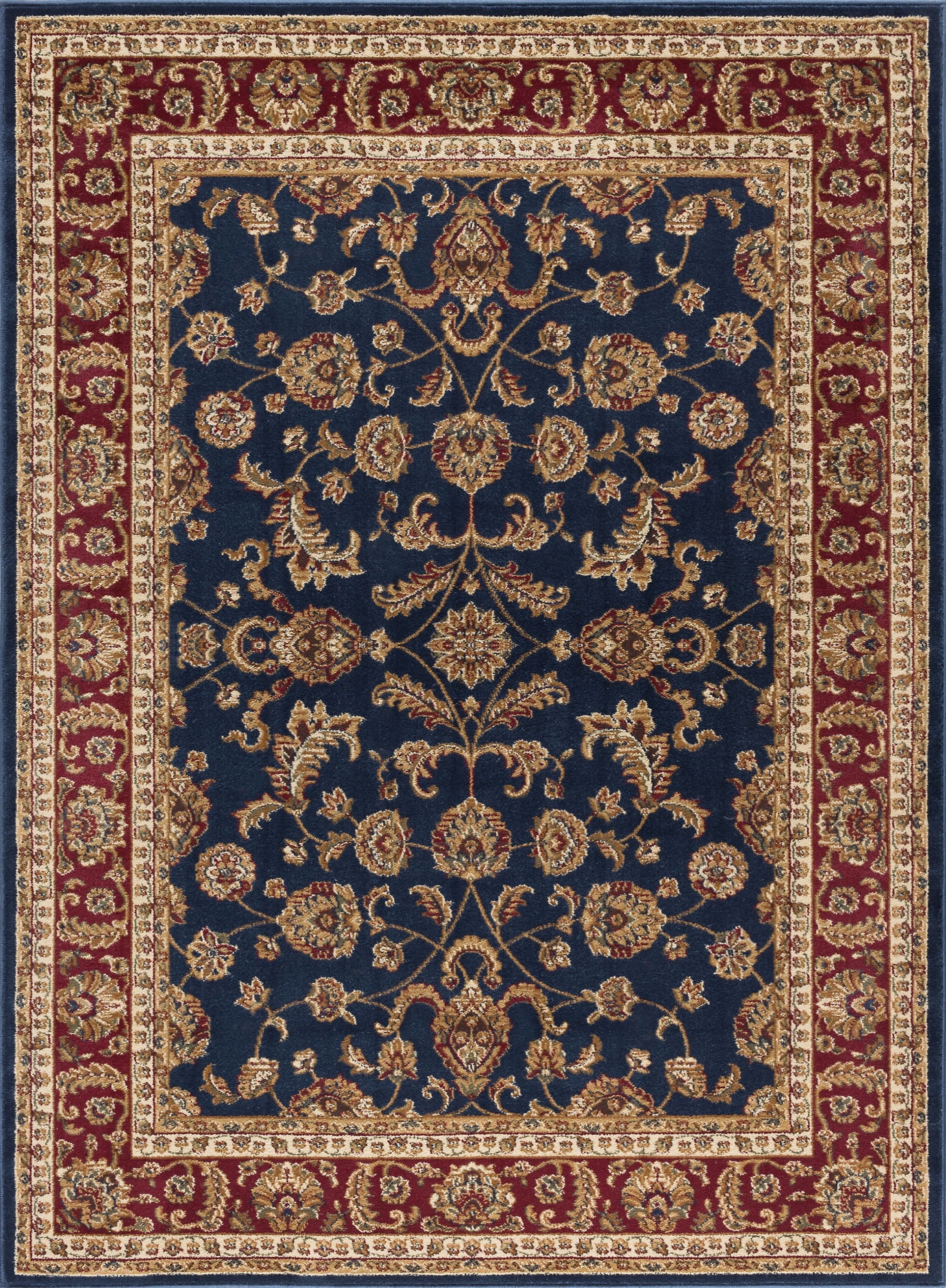Sensation Transitional 5' x 7' Navy and Beige Polypropylene Indoor Area Rug