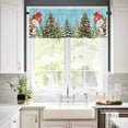thumbnail image 3 of Sky Blue Snowman Christmas Kitchen Curtains and Valances Set, Xmas Tree Winter Snowflake Rod Pocket Window Valance 18 Inch Window Curtain Panels for Living Room Bedroom Laundry, 27.5x24in, 3 Pieces, 3 of 7