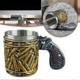 thumbnail image 3 of Stainless Steel Bullet-Pattern Beer Mug Multi-Purpose Reusable Mug Bar Club Drinkware Durable Design Leak-Proof Easy to Clean Stylish Handle, 3 of 5