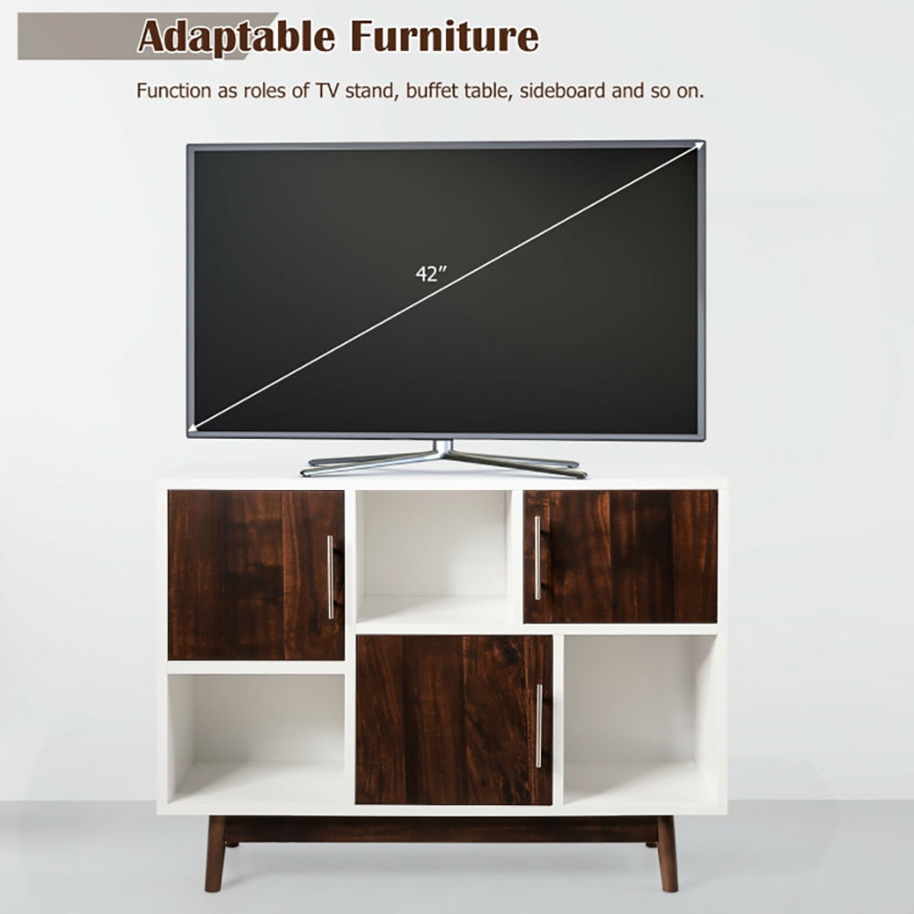 Finihen Sideboard Storage Cabinet, Television Stand, Wood Display Sideboard Storage Cabinet with Storage Compartments, for Living Room, Bedroom, Entryway, White