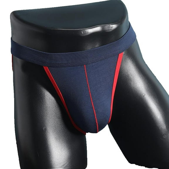 LNWUY Men's Jockstrap Colorblocking Underwear Breathable Low Waist Athletic Leather Underpants Blue L