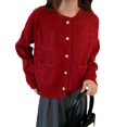 thumbnail image 5 of Nuevo cárdigan de punto con bolsillo de un solo pecho y cuello redondo de otoño e invierno, diseño de mujer, chaqueta de suéter suave y encerada de estilo holgado y perezoso, 5 of 5