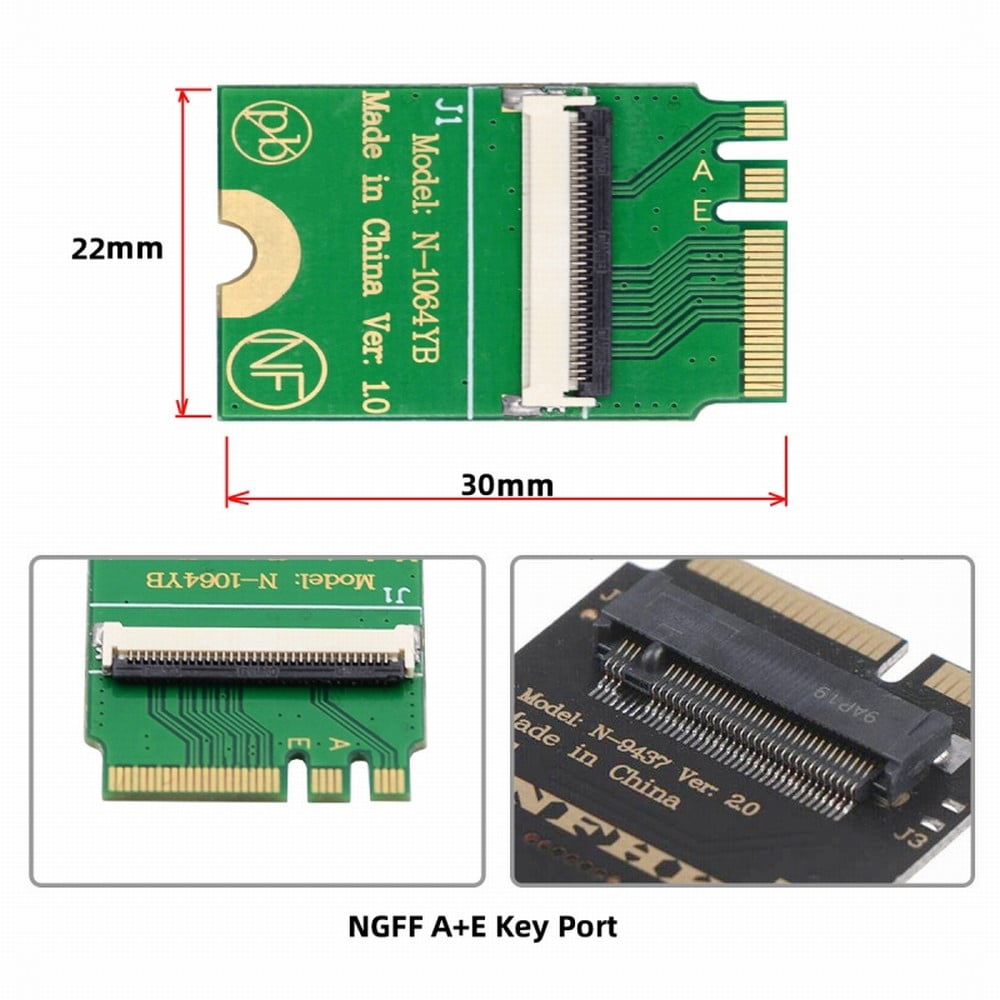 JSER Mini PCI-E PCI Express & NGFF A+E Key to SATA 3.0 Four Ports Adapter Cable 6Gbps Hard Drive Extension Card for SSD