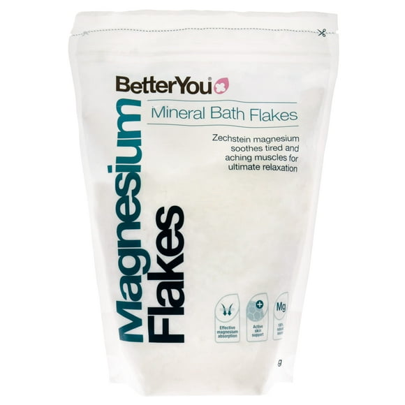 BetterYou Copos de baño minerales de magnesio - Sales de baño minerales con cloruro de magnesio - Baño de pies o baño corporal - Seguro en pieles sensibles - 2.3 lb