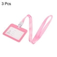 thumbnail image 3 of Uxcell 10.2x8cm Horizontal Clear Window ABS ID Badge Holders with Lanyard Pink 3Pack, 3 of 6