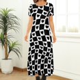 thumbnail image 3 of Robe à Carreaux Cœurs, Robe Maxi de Fête Noire et Blanche, Manches Courtes, Style de Rue Boho, Robes Longues de Plage pour Femmes, Vestido Oversize, 3 of 5