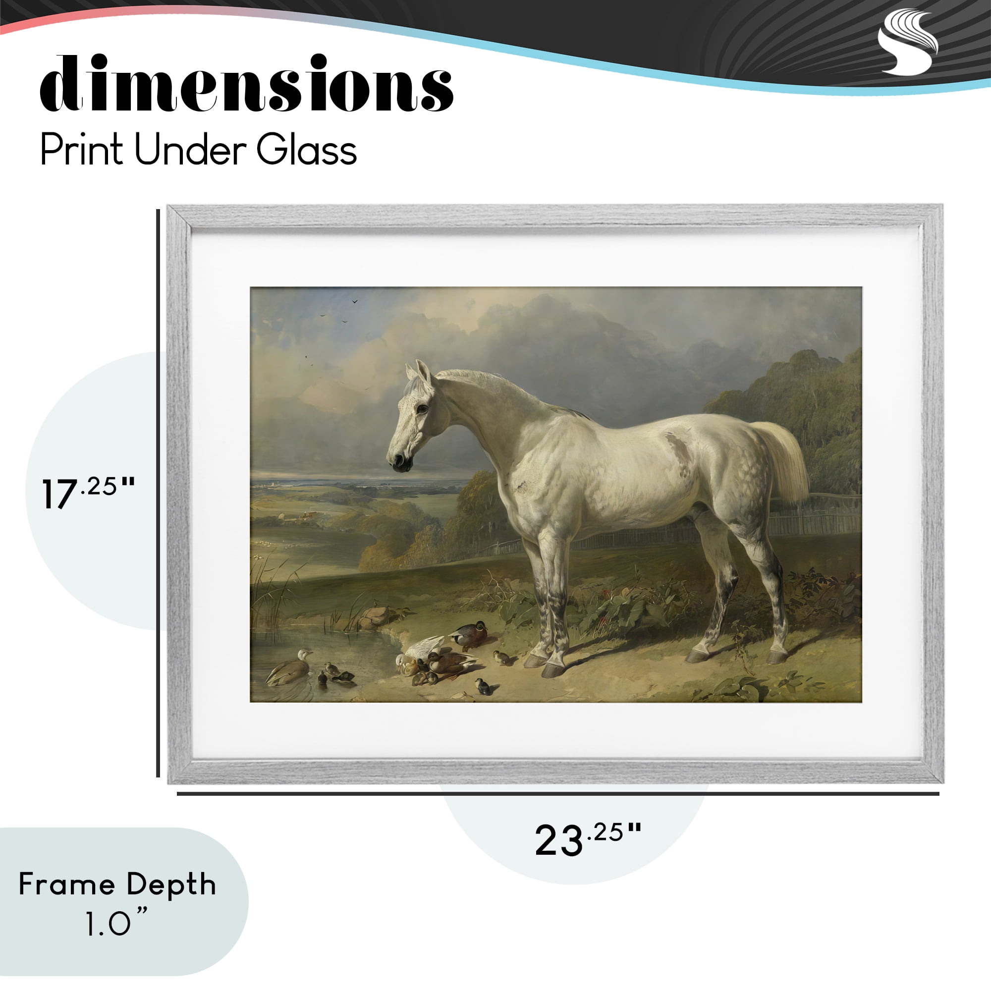 Stupell Industries Grey Horse And Ducks In Landscape Gray Framed Print Under Glass, design by Tina LeCour