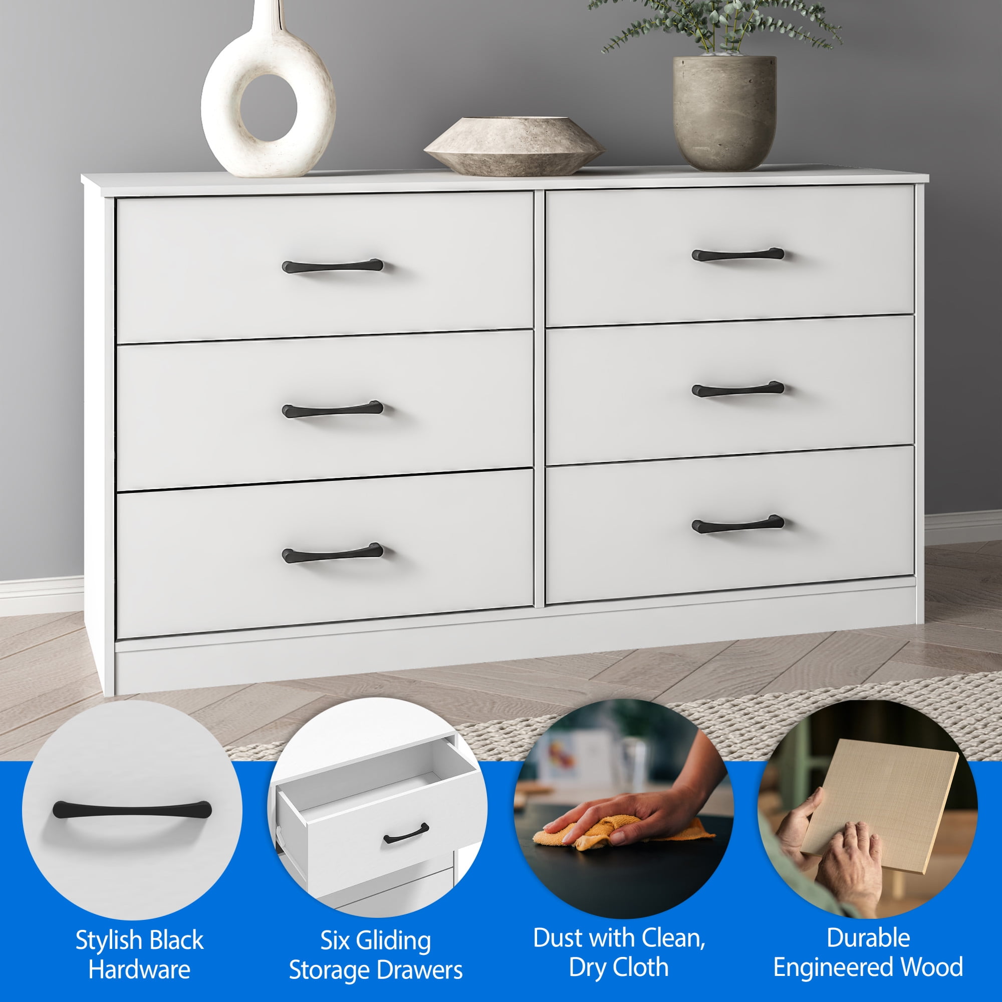 white christmas dresses Mainstay 6 Drawer Dresser, Washed Gray – High Fashion Home main image 1