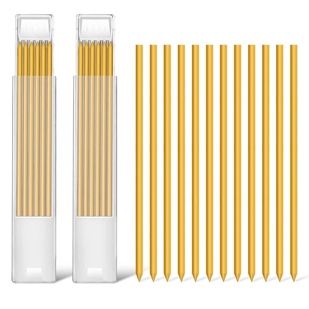 Speravity 12 piezas de recambios de lápiz de 2,8mm, lápices de marca de carpintero sólidos, bolígrafo de construcción, herramienta de Herramientas manuales y eléctricas Amarillo