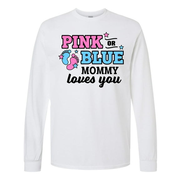 Inktastic Pink or Blue Mommy Loves You Long Sleeve T-Shirt