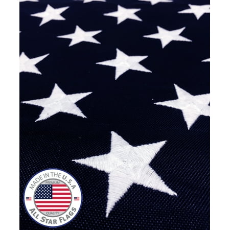 HEAVY-DUTY American Flag 4x6' - 100% Made in the USA - Durable, Long Lasting, Rich Polyester Material - Embroidered Stars, Sewn Stripes with Lock Stitching, Four Rows of Lock Stitching on the Fly End
