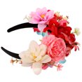 thumbnail image 4 of KAKOWELY Diadema de flores de simulación, diadema de flores falsas vívidas, tocado de mujer con decoración floral para fiesta, 4 of 5