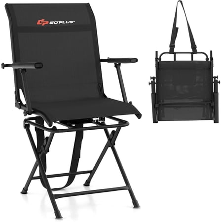 Hunting Chair 360° Swivel Folding Hunting Blind Chair with Carrying Strap 330LBS Capacity Portable Deer Hunting Stool Silent Ground Dove Hunting Chair No Assembly
