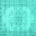 thumbnail image 1 of Ahgly Company Machine Washable Indoor Square Persian Turquoise Blue Traditional Area Rugs, 8' Square, 1 of 4