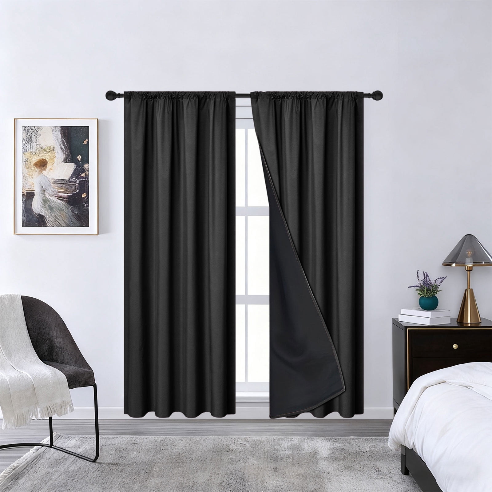Solid Color Blackout Curtains Solid Thermal Insulated Grommet Blackout Curtains/Drapes for Bedroom Window (1 Panels, 73 inches Long)