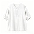 thumbnail image 6 of ITSAME Blouses for Women Button V-Neck Elbow Length Sleeve Shirts Ladies Loose Casual Tops White Size L, 6 of 6