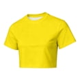 thumbnail image 4 of XIAONU Mens Solid Cropped Short Sleeve Tees Crew Neck Cropped Tops Slim Fit Street Tees, 4 of 4
