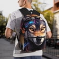 thumbnail image 4 of Horeoi Colorful Wolf Head Print Casual Backpack for School Work Travel Hiking with Laptop Compartment and Side Pockets Lightweight Design, 4 of 6