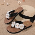 thumbnail image 4 of Xucatan Women's Floral Flip Flops, Handmade Fabric Flower Thong Sandals with Thick Sole, Open Toe Lightweight Beach Slippers, Versatile Summer Casual Footwear Gift, 4 of 9