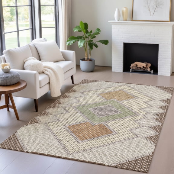 Addison Rugs Chantille Indoor/Outdoor Transitional Geometric Brown Machine Washable Rectangle Rug, 10' x 14'