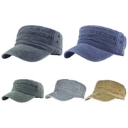 Casual Washed Cotton Flat Top Hat Adjustable Fisher Military Caps Men Women Cadet Army Cap Unique Design Vintage Four Seasons