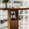 thumbnail image 6 of 3-Piece Bar Table Set with 2 Stools,31.5" Round Pub Table with Metal Ring Footrest,Space-Saving Dining Set for Kitchen,Living Room,Small Space,Walnut, 6 of 6