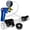 Blue + Gauge, variant on LeLuv Vibrating Buddy Penis Pump | Red Maxi Ergonomic Handle | Double-Ended 16 inch Length x 1.75 inch Diameter Cylinder | 2x TPR Seals