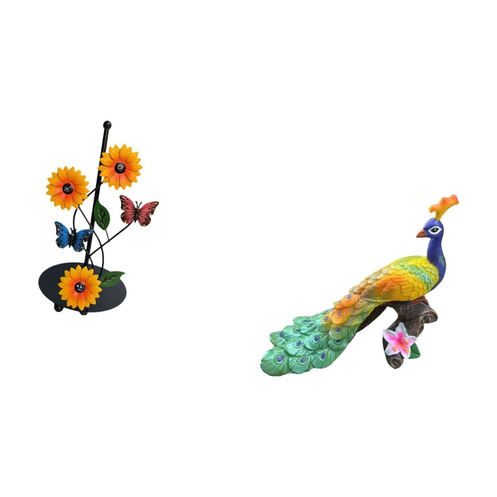 Fiocias Peacock Toilet Paper Holder Paper Towel Holder Countertop Statue Decorative Sculpture Iron Resin Material Stable Weighted Base Suitable for