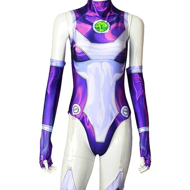 Mono de superhéroe Titans Starfire koriandr para mujer, traje de Cosplay, mono Zentai, disfraces de fiesta de Halloween para niños