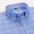 thumbnail image 3 of Oxford-Camisa de manga larga para hombre, 100% algodón, informal, ajustada, Color sólido, estampado a cuadros, a rayas, Formal, talla grande, 3 of 4