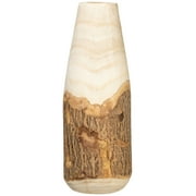 Creative Co-Op Carved Paulownia Wood Vase with Live Edge (Each one will vary)