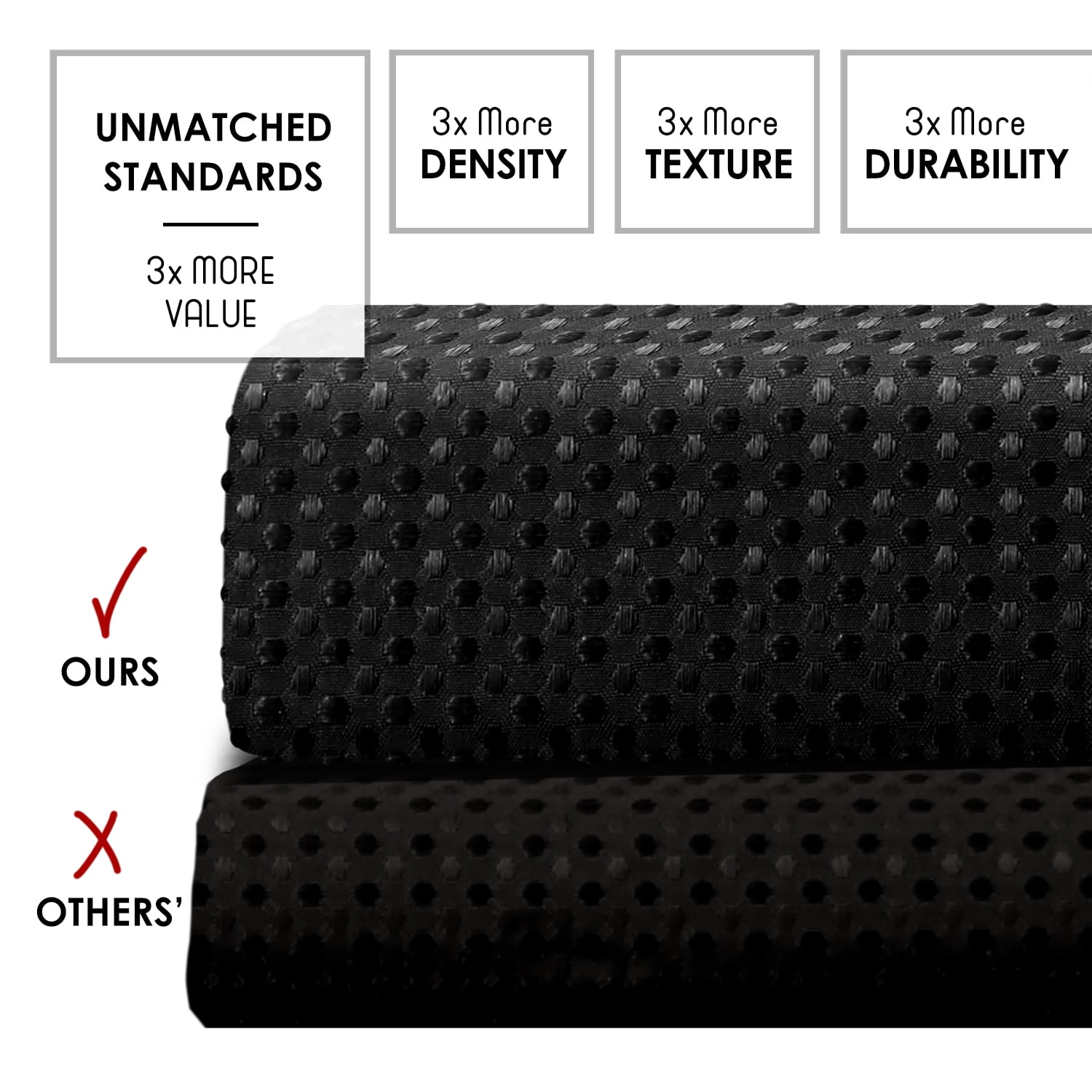LammaLoe Black Shower Curtain, Waffle Weave Heavy Duty Fabric Shower Curtain, 72” x 72" Hotel Luxury 256 GSM Bathroom Curtains