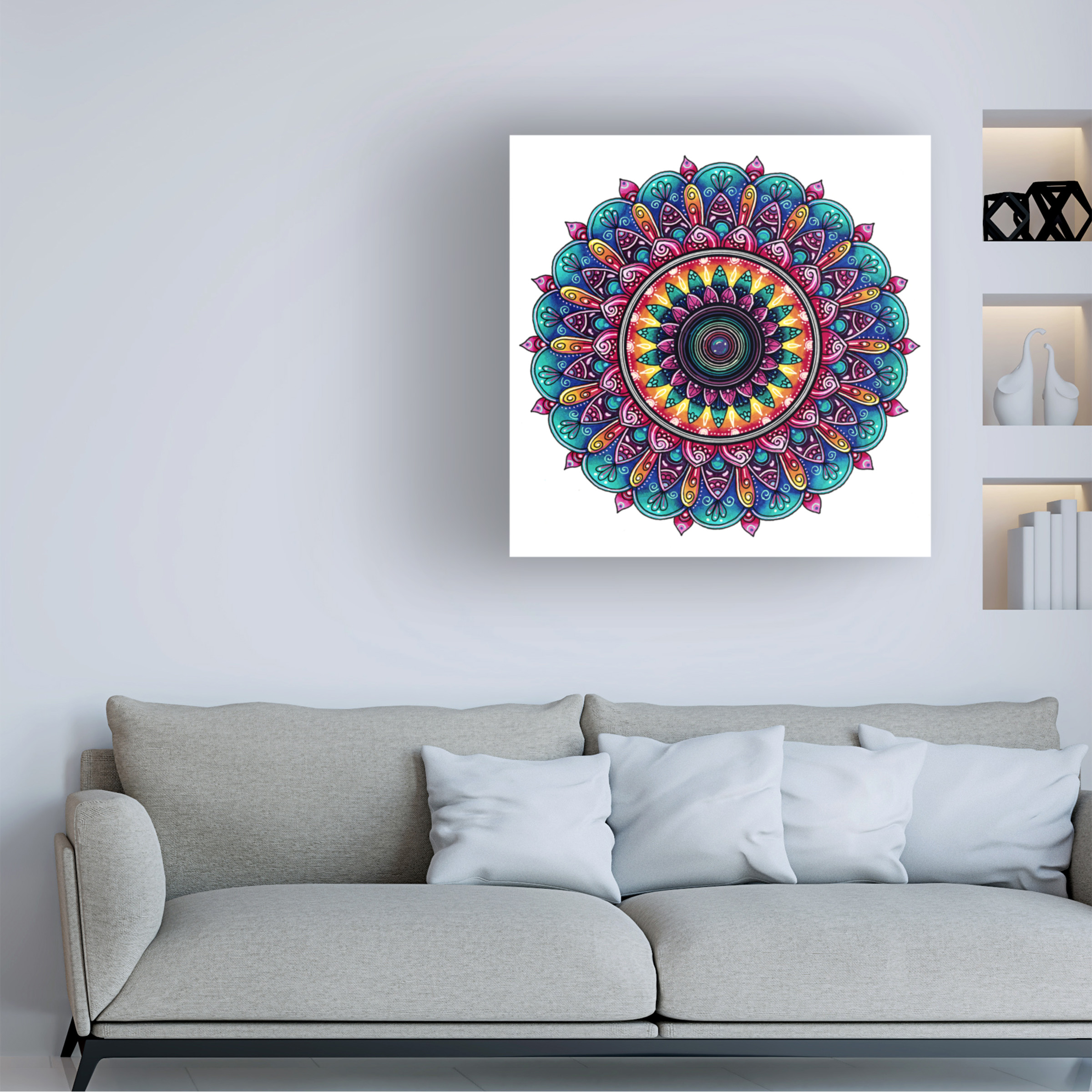 Delyth Angharad 'Retrowave Neon Mandala' Canvas Art