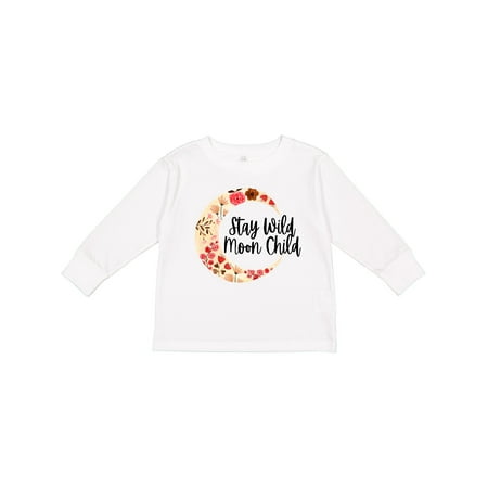 

Inktastic Baby Stay Wild Moon Child Crescent Moon with Flowers Gift Toddler Toddler Girl Long Sleeve T-Shirt