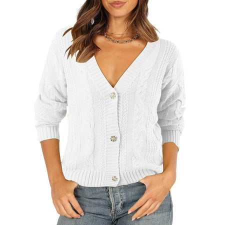 

Cardigan Women Breathable Fall Soft Button Down Cardigan White Xl