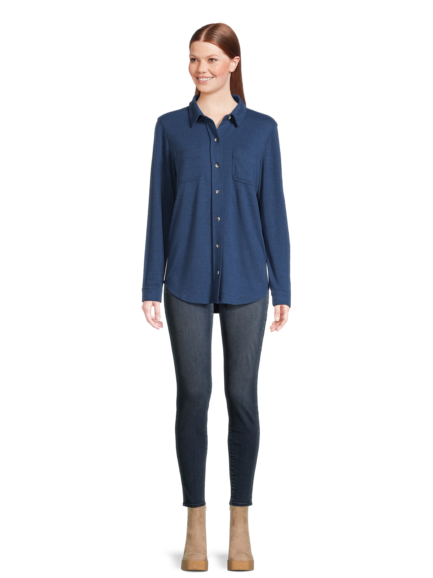 Time and Tru Women's Cozy Button Front