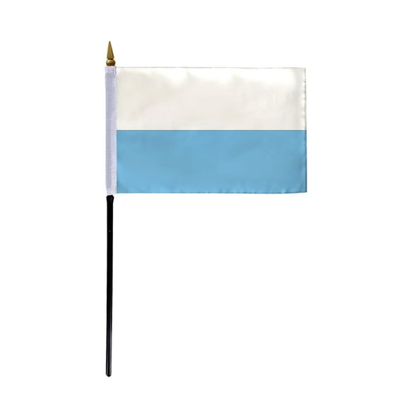 AGAS Small San Marino No Seal Flag 4x6 inch - 11 inch Plastic Pole Polyester Fabric Stitched Edges Sammarinese Hand Held Mini Small Stick Flags