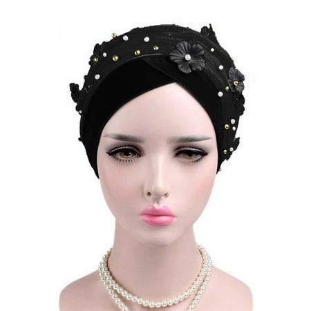 Velvet Turban - Turban Hat, Aniwon Decorative Velvet Pearl Flower Headwear Cover Handband Summer Cap Head Wrap for Women Girls