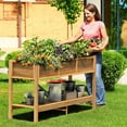 thumbnail image 4 of Dextrus 48in Raised Garden Bed With Storage Shelf, Elevated Garden Bed for Backyard, Patio, Balcony - Brown, 4 of 8