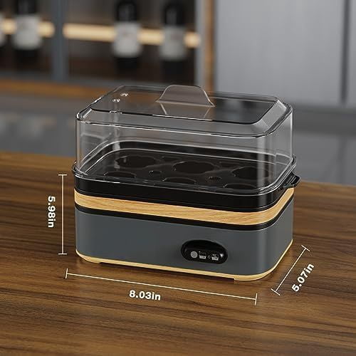 Rapid Egg Cooker Electric 6 Eggs Capacity, Soft, Medium, Hard Boiled, Poacher, Omelet Maker Egg Poacher With Auto Shut-Off, BPA Free Black