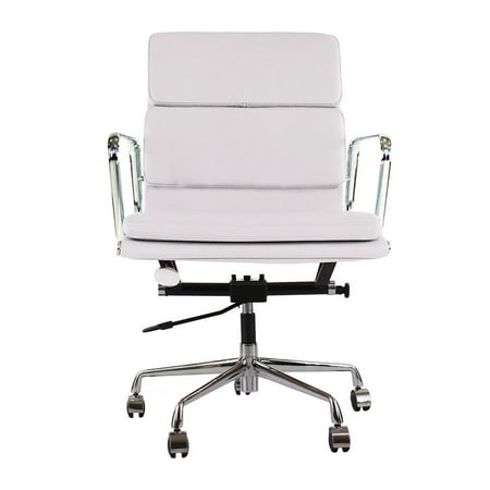 Modern Aluminum Group Style Management Low Back Chair with Genuine Leather Soft Pad Office Executive Chair, (Best American Made Leather Furniture)