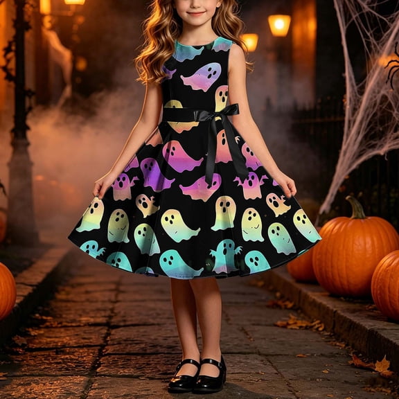 Piuwrlz Girls Halloween Party Dresses Kids Girl Cos Perform Dress Multicolor Size 11 Years