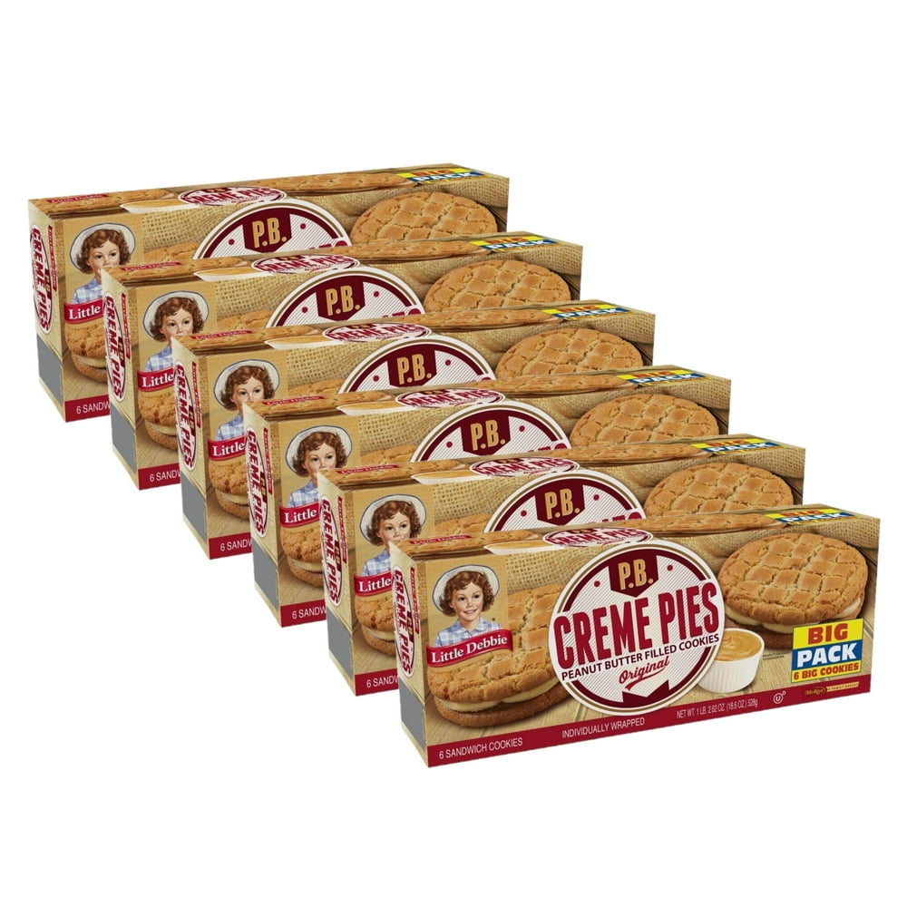 Little Debbie Peanut Butter Creme Pies, 6 Big Pack Boxes, 36