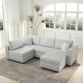 thumbnail image 4 of 106.3" Soft U-shaped 4-Person Sofa. Matches 30.7" Ottoman with Hydraulic Lift. Comfortable & Stylish. For Bedroom & Living Room. Light Gray. Modern Furniture. Modular Design., 4 of 9