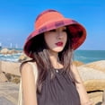 thumbnail image 2 of Lispipm Women Wide Brim Sun Hats Summer Beach Fishing Hat Ladies Plaid Cotton Foldable Cap Outdoor Travel Bucket Caps for Hiking Red, 2 of 3