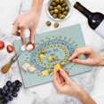 thumbnail image 5 of Saying Cutting Board, Romantic Retro Inspired Aztec Pattern Circle with Love Wish Phrase Print, Decorative Tempered Glass Cutting and Serving Board, Small Size, Yellow Blue, by Ambesonne, 5 of 5