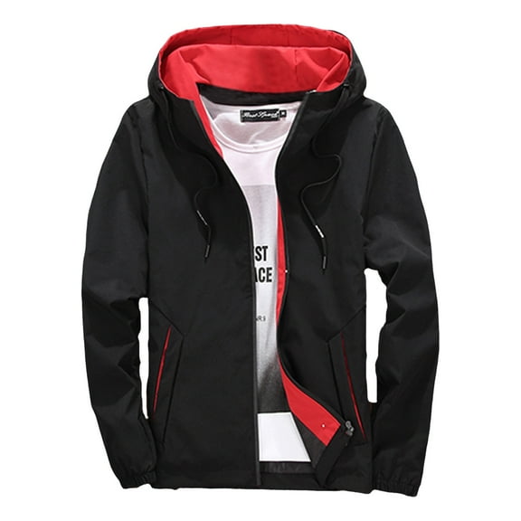 JTieacloth Men's Jackets Coats Male Fashion Casual Youth Handsome Hooded Jacket Black