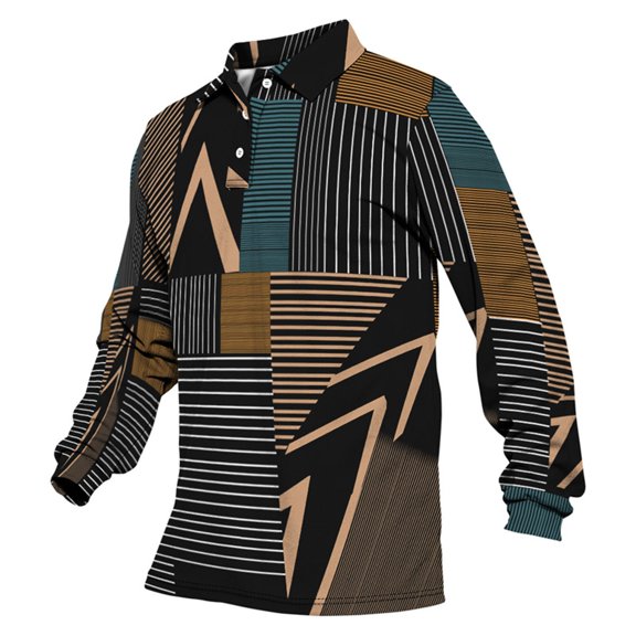 Akiihool Polo T Shirts for Men Classic Fit Mens Polo Shirts Long Sleeve Men's Polo Shirts Sports T Shirts (E,L)