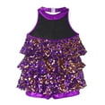 thumbnail image 3 of Eandarui Girls Shiny Sequins Ballet Dance Costume Latin Jazz Performance Dancewear Purple 16, 3 of 7